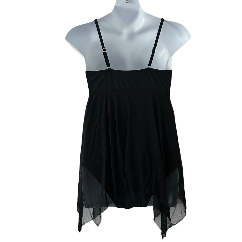 Women's Black Mesh Flowy Padded Adjustable Straps Swimsuit Dress XL NWOT - Picture 5 of 10